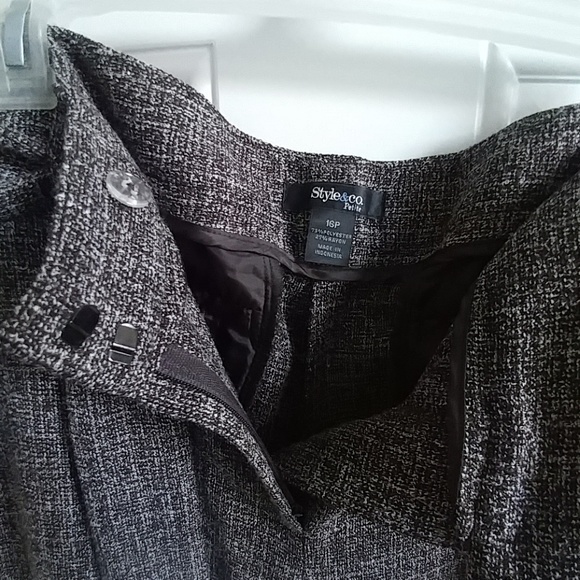 Style & Co brown tweed boot cropped cuff pant 16 p - Picture 3 of 5